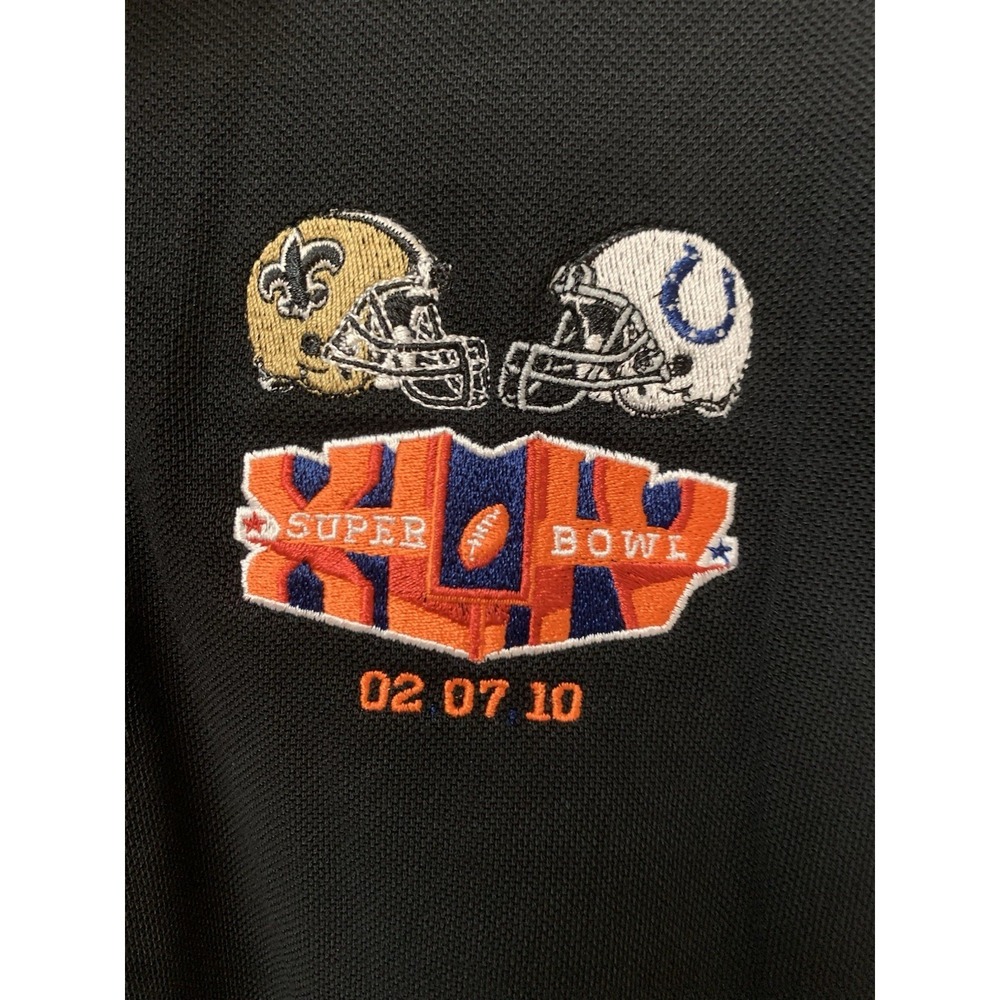 Super Bowl XLIV (44) Black Golf Shirt   Saints Colts Men's Medium NWOT - Picture 2 of 5